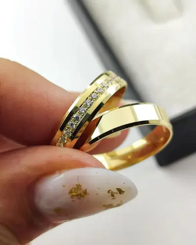 Argollas N-1 · Clásicas en oro amarillo adiamantadas — par de argollas de matrimonio, modelo A-03-1 — Joyería y Hechuras Rivera