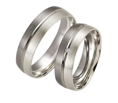 Argollas #47 · Modelos futuristas, diamante en dama sin costo — par de argollas de matrimonio, modelo A-21-4 — Joyería y Hechuras Rivera